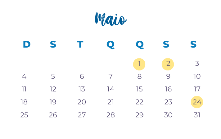 Calendário Maio