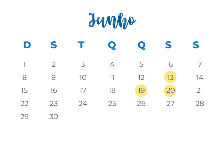 Calendário Junho